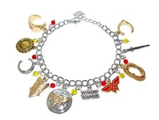 WONDER WOMAN FANDOM CHARM BRACELET SWORD SHIELD CUFF DETAILED GREAT QUALITY 