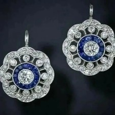 Flower Inlay Rhinestone Dangle Earrings for Women Zinc Alloy Fashion Jewelry