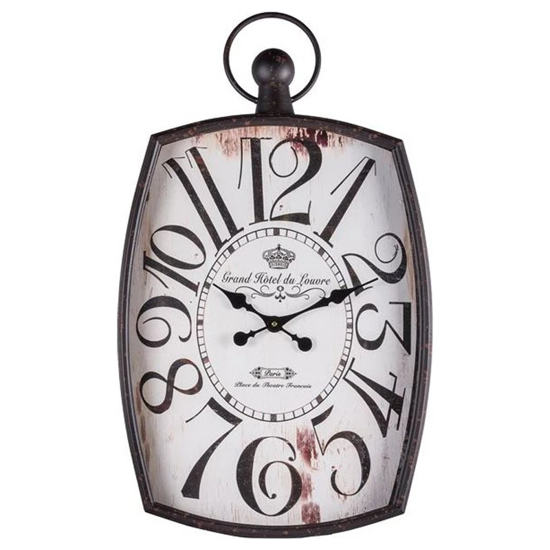 Orologio da Parete Grande Metallo Rettangolare 50x87 Vintage Shabby Chic Salotto