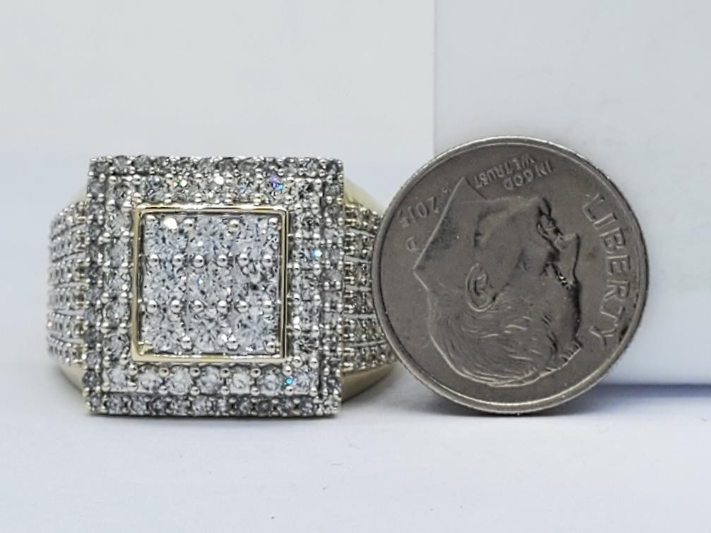 Diamond Cluster Square Style Ring Solid 10K Yello… - image 7