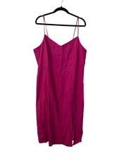J. Crew Women's Magenta Pink Linen Blend Dress with Spaghetti Straps Sz 20 NWT