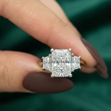 Lab Grown 5.00 Cts Radiant Shape Diamond Engagement Ring 14k White Gold