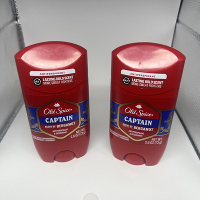 Old Spice Captain Deodorant Antiperspirant 2.6 oz Stick, Lot of 2 Bergamot