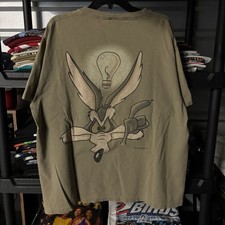 Vintage 90s Wile E Coyote Looney Tunes Changes Big Print T Shirt Size XL