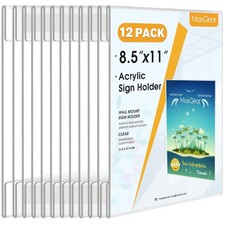 12 Pack Acrylic Sign Holder 8.5x11 - Wall Mount Clear Frame