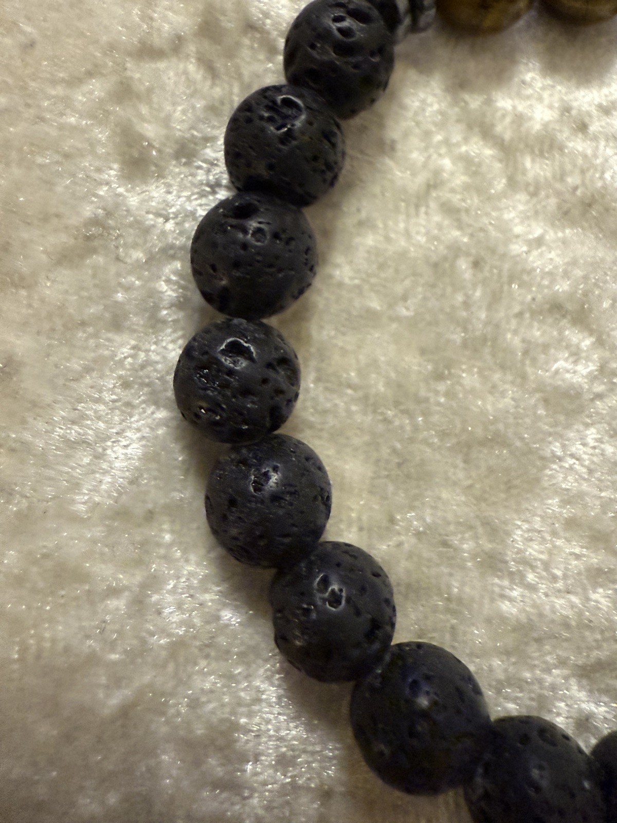 Natural Lava Stone & Tigers Eye Beaded Stretch Bracelet, Unisex