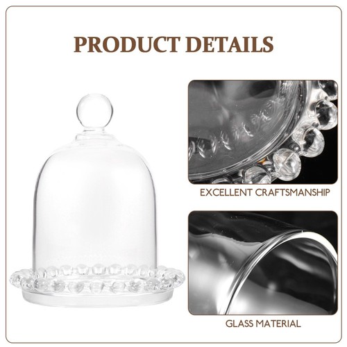 Cake Tray Stand with Lid Glass Dome Display Cupcake Serving Plate Cover - Imagen 8 de 12