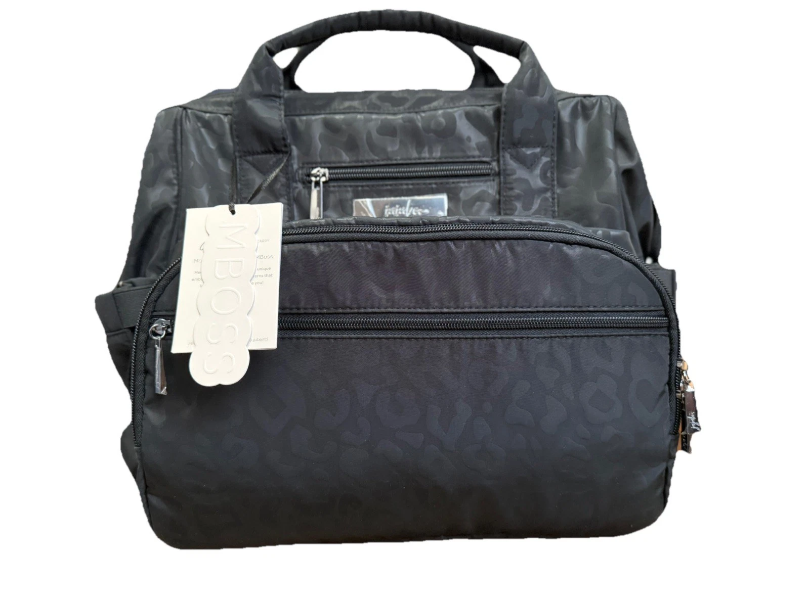 NWT Ju-Ju-Be Dr. BFF Black Catwalk Diaper Bag Leopard Pattern Tote Backpack