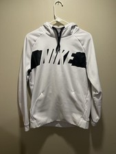 Nike Dri-Fit White and Black Logo Hoodie Size Medium Pullover Sweatshirt
