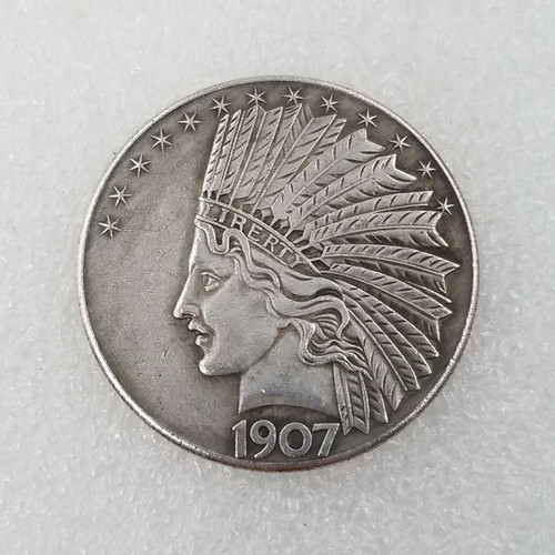 1907 Antique Liberty Indian Head 10 Dollar Coin Uncirculated Morgan Silve - Picture 2 of 3