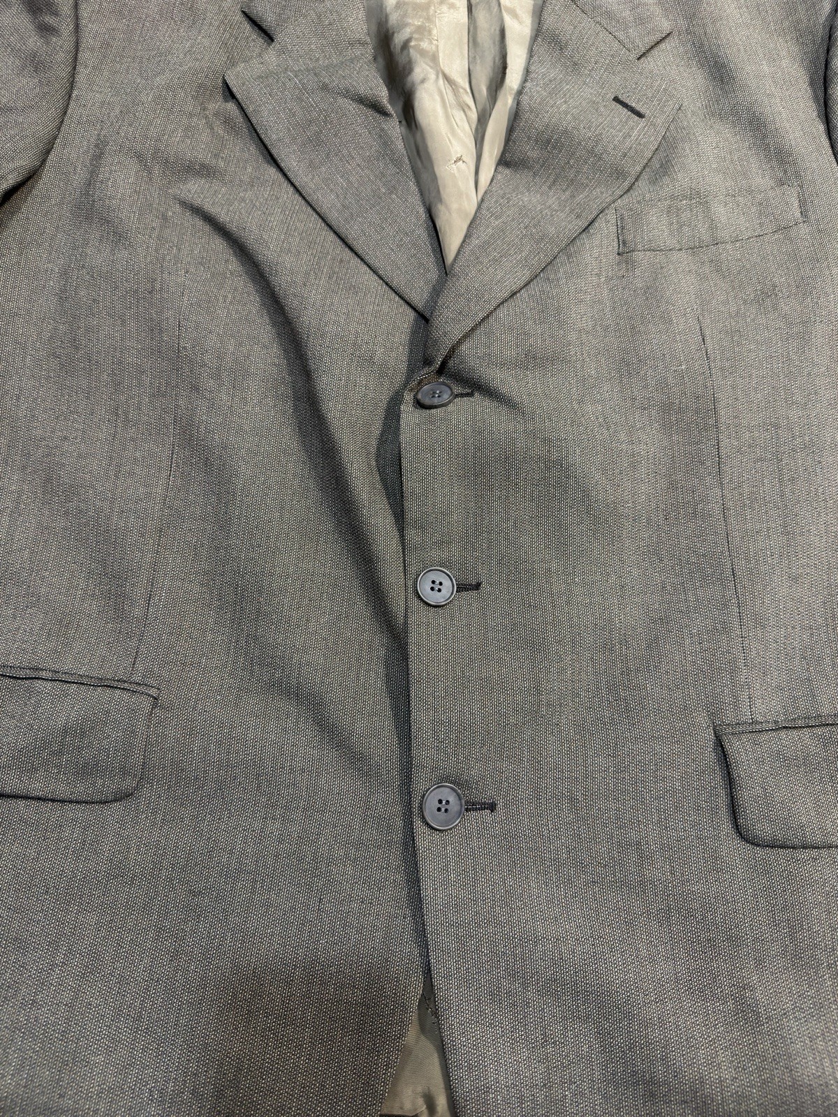 Yves Saint Laurent Silk Wool Dark Beige Gray Mens 48R/2XL Blazer Suit Jacket thumbnail 3