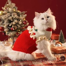 Christmas Pet Cat Costumes Sweater Cute Kitten Santa Claus Clothes For Small Med