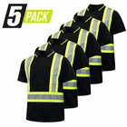 Hi-Vis Black Safety Workwear Short Sleeve Polo Shirt Two Tone Reflective Tape