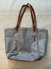 Thirty-One Grey-Dot tote with Double Handles and Multiple Pckets