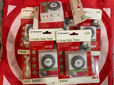 9 PCs. Westinghouse 2-Outlet, Easy set Pin Dial Timer Holiday Lighting (Indoor)