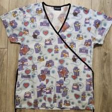 ABSOLUTE WOMENS SIZE XSMALL COLORFUL HOSPITAL NURSING MEDICAL SCRUBS TOP