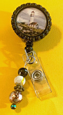 Id badge holder retractable alligator clip Lighthouse