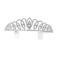 Bseash Silver Crystal Tiara Crown Headband Princess Elegant Crown with combs