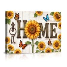 Sunflower Butterfly Home Wall Decor Rustic Farmhouse Art Poster Prints