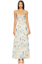 ASTR the Label Emese Dress, White/Blue/Multi Floral, Size XS