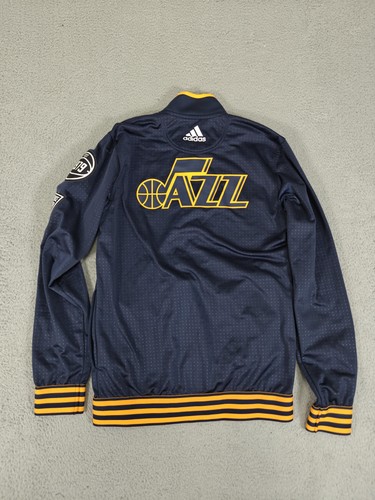 Utah Jazz Jacket Mens Small Navy Yellow NBA Basketball Adidas Full Zip Track - Picture 12 of 16