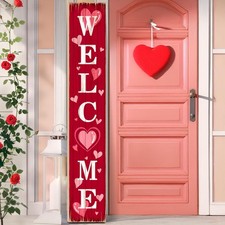 Valentine  s Day Welcome Porch Sign 47.2" Valentine Red Wooden Welcome Sign Ve...