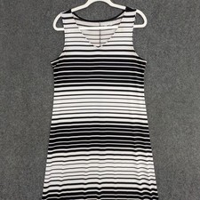 Apt. 9 Maxi Dress Womens L Black White Striped V Neck Sleeveless Pullover Dress