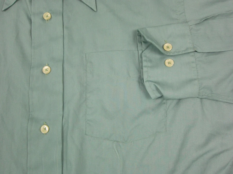 Vintage Damon Shirt Adult 16.5-35 Green Button Up Mens Made in USA Disco 70s 80s - Image 3 of 4