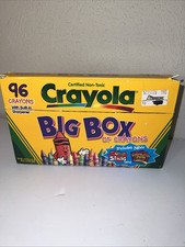 Vintage 1992 Crayola Big Box of 96 Crayons, 16 New Colors, Sharpener, Dandelion