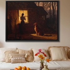 Rustic Dog Artwork Golden Retriever Oil Painting Canvas Print Living Room Decor