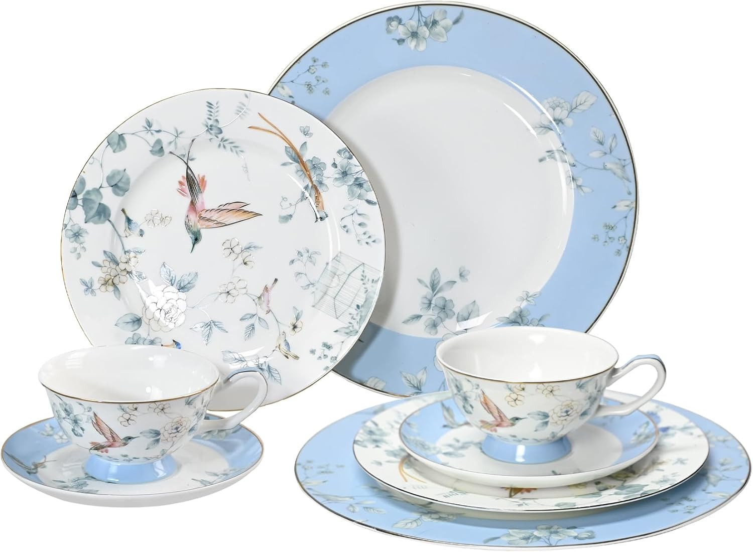 , 8 Piece Dinnerware Set For 2, Vintage Floral Dinnerwa