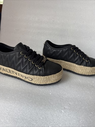 Sneakers Valentino donna nere in pelle con logo plateau misura 6,5 espadrillas - Foto 9 di 16