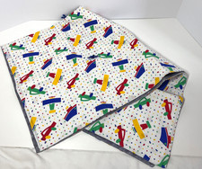 Baby Blanket Handmade Boats and Cars Blue Backing 34 inches x 34 inches