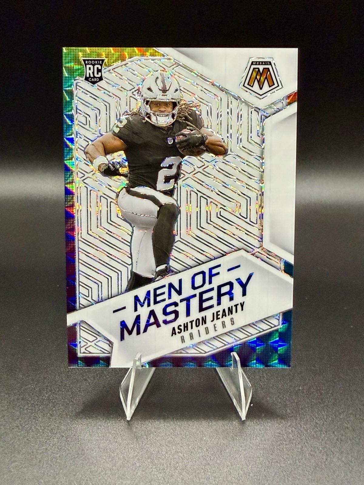 2025 Panini Mosaic Ashton Jeanty #/25 White Prizm Men Of Mastery Raiders