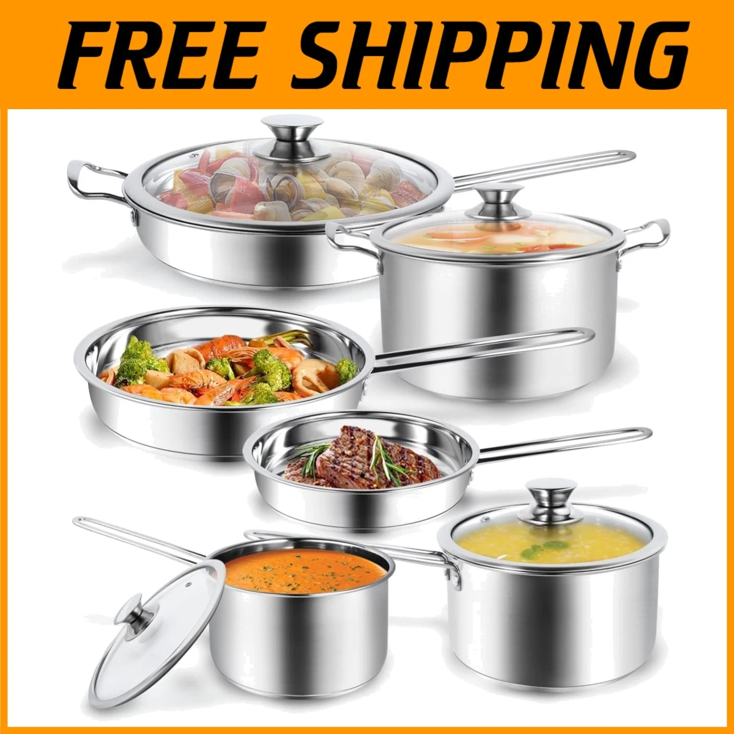 Professional Chef's Stainless Steel Pots and Pans
