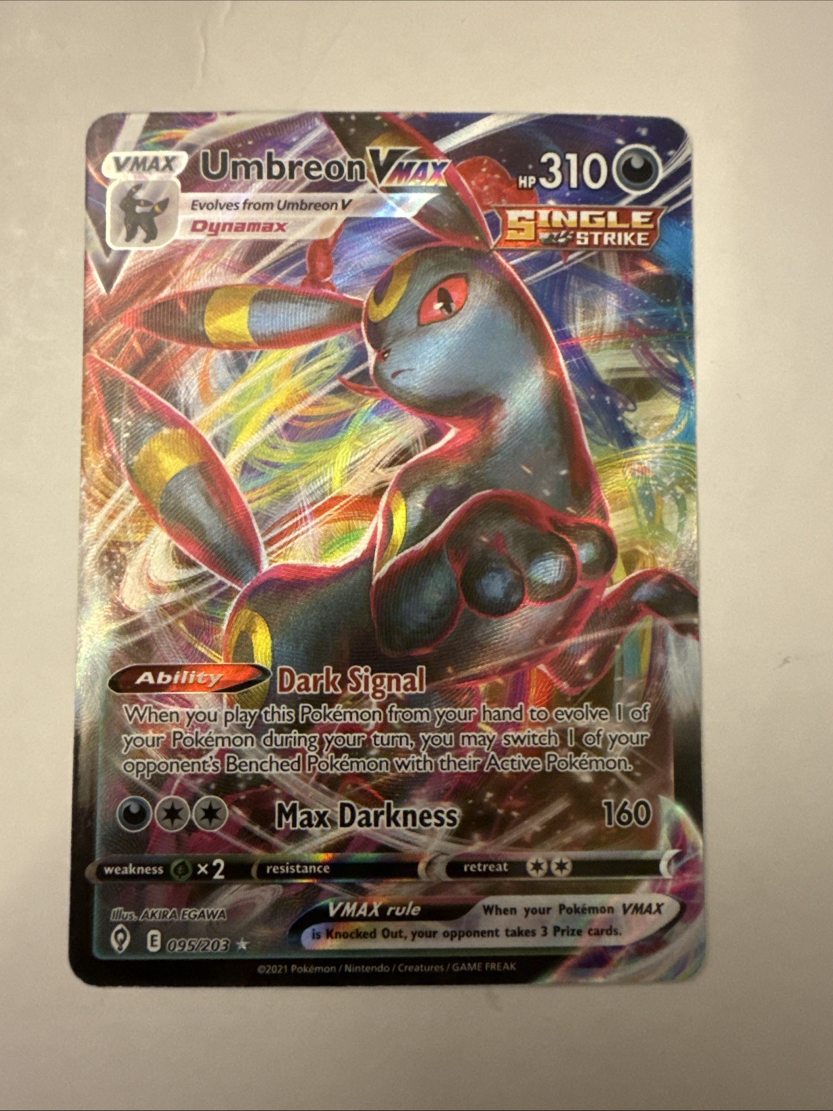 Pokemon Card UMBREON VMAX Ultra Rare 095/203 EVOLVING SKIES Mint 95/203