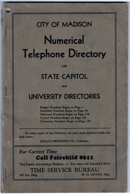 Wisconsin Madison / City of Madison Numerical Telephone Directory with ...