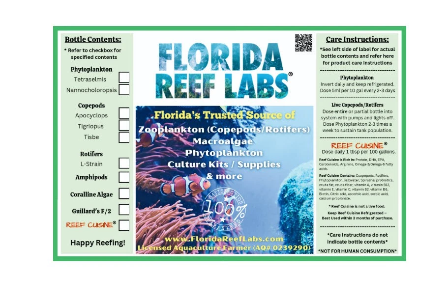 Fitoplancton EN VIVO (Nannochloropsis - nano) 32 oz - Florida Reef Labs® Foto 3 de 4
