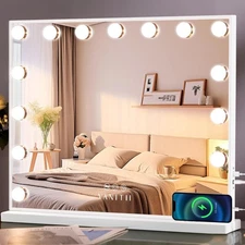 VANITII Hollywood Vanity Mirror with Lights USB Charging 22.8”*18.1” Lighted ...