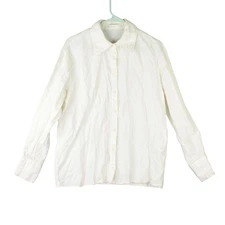 OAK FORT Size M Boyfriend Button-up Blouse Ivory 100% Linen Long Sleeve
