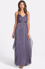 Adrianna Papell Tiered Chiffon Gown Sz 10 Gray
