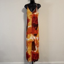 Worthington Printed Spaghetti Strap Open Back Maxi Dress - SMALL