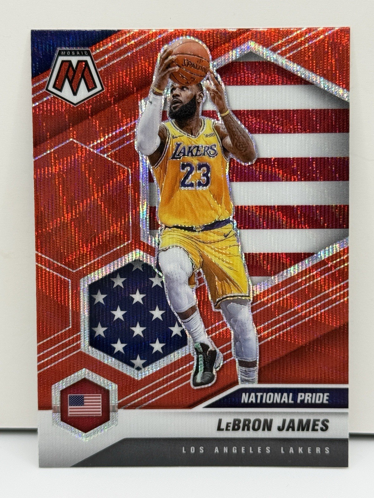 2020-21 Panini Mosaic National Pride Mosaic Red Wave Prizm LeBron James #247