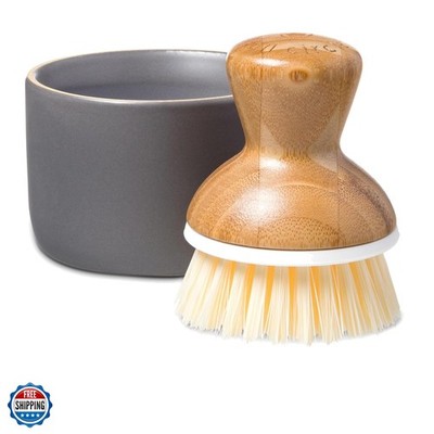 Bubble Up Bamboo Dish Brush & Ceramic Soap Dispenser   Family Safe, Formaldeh...