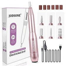 Professional Electric Nail Drill 20000RPM 6 Replacement Drill Heads-Pink
