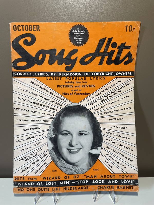SONG HITS Vol. 3 No. 5 October 1939 - 10 Cent Vintage Magazine Ads 