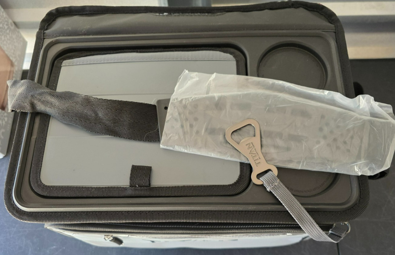 Titan 40 Can Collapsible Cooler - Gray - TableTop with 2 drink holders - 1740589