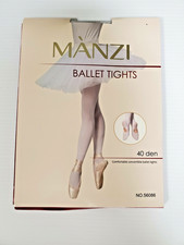 Manzi Girls Ballet Tights 40 den Convertible Full Tights Sz 7-10 Nero 600 New