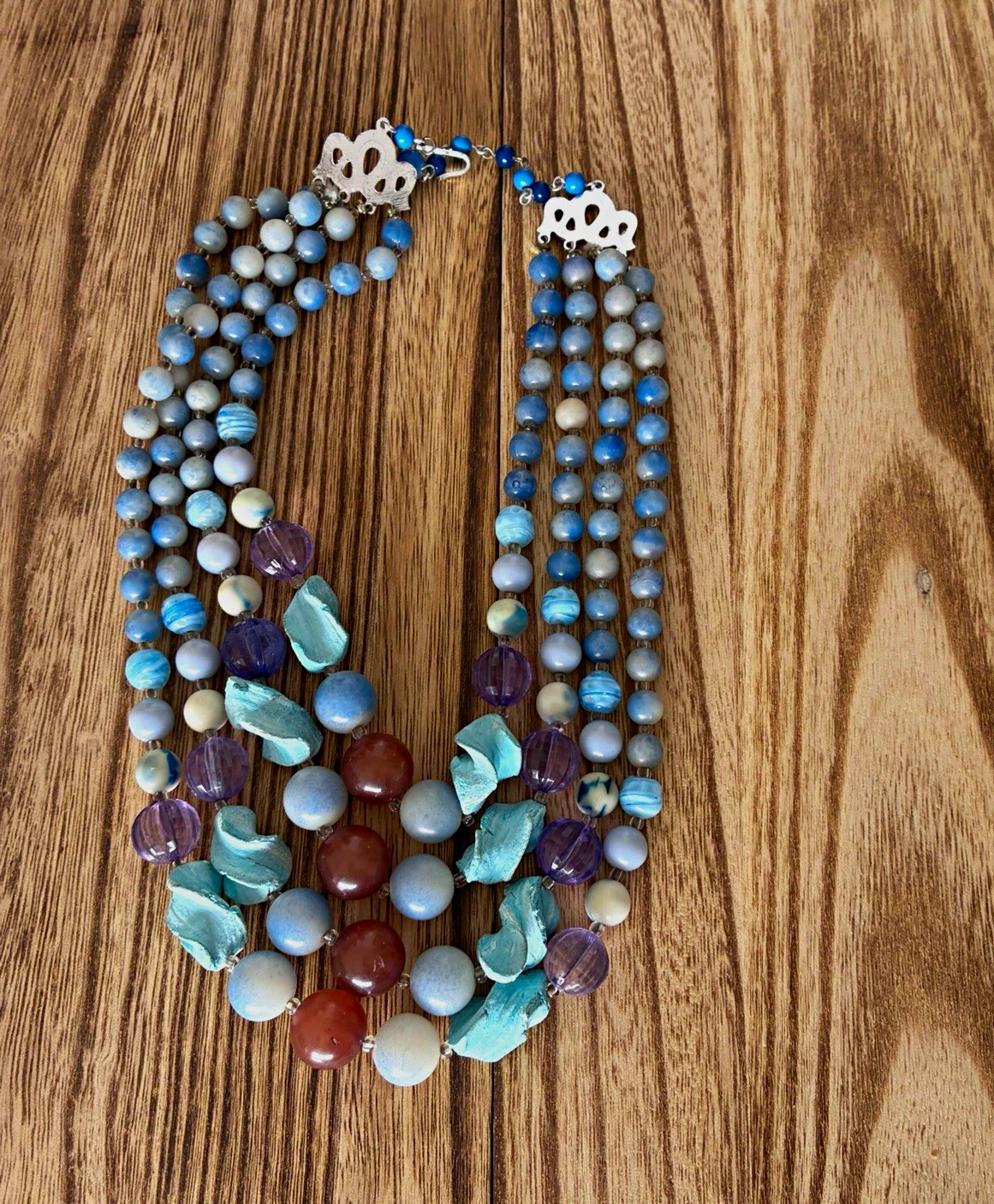 Vintage JAPAN 4-Strand Multi-Color Beaded Statement Necklace - product detail image 2