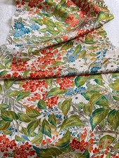 Japanese kimono silk fabric/ Chirimen crepe, white base, plants L04